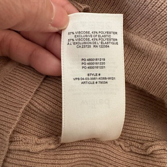 Aritzia Wilfred Sweetheart Sculpt Knit Blouse Long Sleeve Viscose Blend Brown Sz - Picture 7 of 10